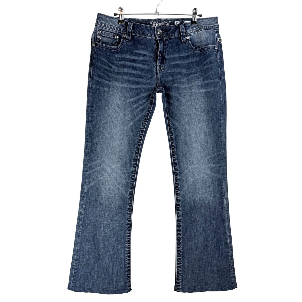 Miss Me Signature Boot Jeans 31 Blue Sequin Embroidered Western Y2K McBling